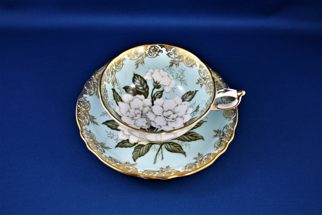 Tea Cup - Paragon - Double Warrant - Aqua Blue Fine Bone China Tea Cup and Matching Saucer