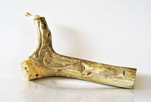 Load image into Gallery viewer, Inuit Art - Ivory Bird Perched on Inscribed Caribou Antler