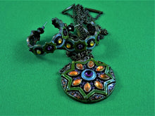 Load image into Gallery viewer, Jewelry - Necklace and Earrings Set - NR - Brown Tones with Amber and Red Rhinestones