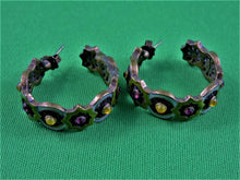 Load image into Gallery viewer, Jewelry - Necklace and Earrings Set - NR - Brown Tones with Amber and Red Rhinestones