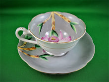 Charger l'image dans la galerie, Tea Cup - Shafford Japan - Hand Painted - Grey with Pink Orchid - China Tea Cup and Saucer