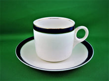 Charger l'image dans la galerie, Tea Cup - Regal Ware R. P. Co - White and Cobalt Blue - Fine Bone China Tea Cup and Matching Saucer