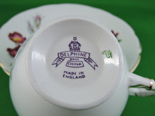 Charger l'image dans la galerie, Tea Cup - Delphine - Deep Red Flowers with Yellow Centers - China Tea Cup and Saucer