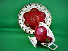 Charger l'image dans la galerie, Tea Cup - Made in Japan - Burgundy and Cream with Gold Design - China Tea Cup and Matching Saucer