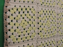 Load image into Gallery viewer, Quilts, Afghans, etc. - Beautiful Crocheted Afghan - Yellow and White Squares - Brown Edge