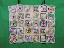 Load image into Gallery viewer, Quilts, Afghans, etc. - Beautiful Crocheted Afghan - Multi-Coloured Squares - Turquoise Edge