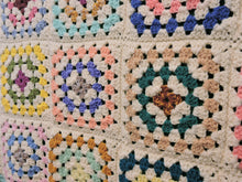 Load image into Gallery viewer, Quilts, Afghans, etc. - Beautiful Crocheted Afghan - Multi-Coloured Squares - Turquoise Edge