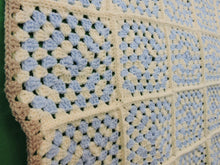 Load image into Gallery viewer, Quilts, Afghans, etc. - Beautiful Crocheted Afghan - Blue and White Squares - Beige Edge