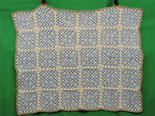 Load image into Gallery viewer, Quilts, Afghans, etc. - Beautiful Crocheted Afghan - Blue and White Squares - Beige Edge