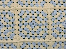 Load image into Gallery viewer, Quilts, Afghans, etc. - Beautiful Crocheted Afghan - Blue and White Squares - Beige Edge