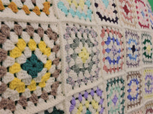 Load image into Gallery viewer, Quilts, Afghans, etc. - Beautiful Crocheted Afghan - Mult-Coloured Squares - Beige Edge
