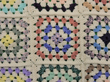 Load image into Gallery viewer, Quilts, Afghans, etc. - Beautiful Crocheted Afghan - Mult-Coloured Squares - Beige Edge