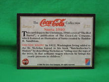 Charger l'image dans la galerie, Coca-Cola Memorabilia - 1994 - Coca-Cola Collector Card - Santa 1940 - S23
