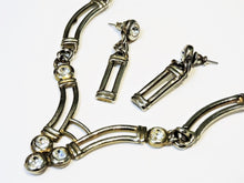 Load image into Gallery viewer, Jewelry - Choker Necklace and Earrings Set - Metal and Rhinestones