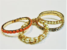 Load image into Gallery viewer, Jewelry - Bracelets - Set of 4 - White and Salmon in Colour