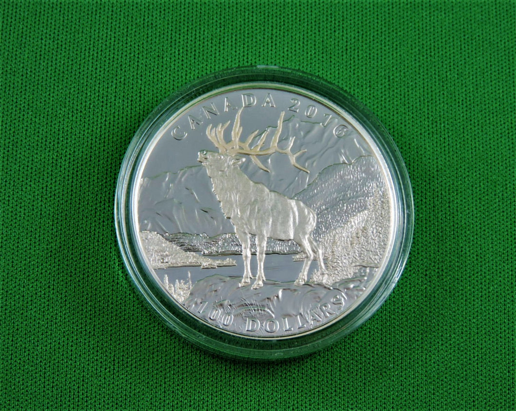 Currency - Silver Coin - $100 - 2016 - RCM - The Noble Elk