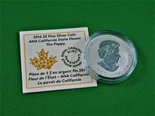 Charger l'image dans la galerie, Currency - Silver Coin - $5 - 2016 - RCM - ANA California State Flower - The Poppy