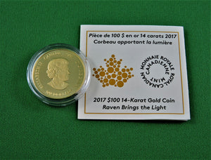 Currency - Gold Coin - $100 - 2017 - RCM - Raven Brings the Light