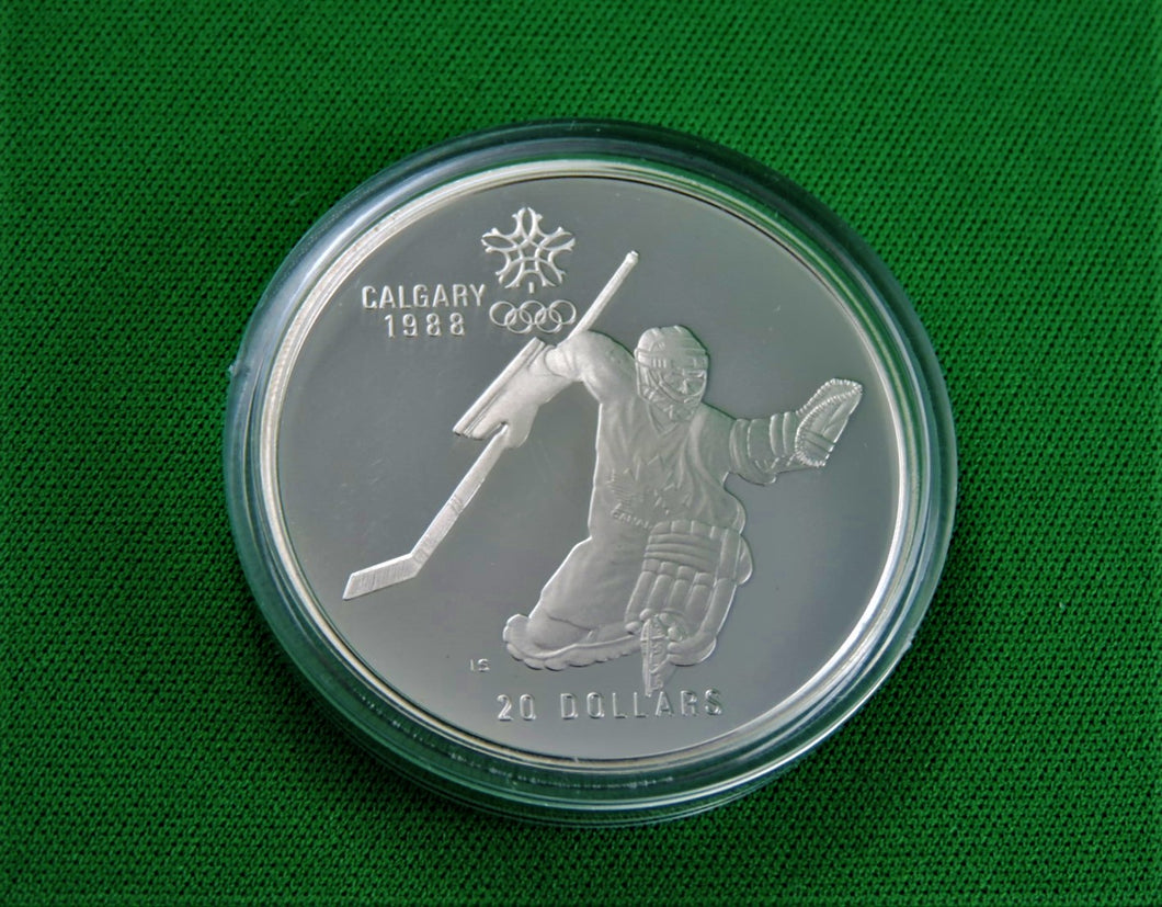 Currency - Silver Coin - $20 - 1986 - RCM - Olympic Winter Games - Coin 3 - Hockey