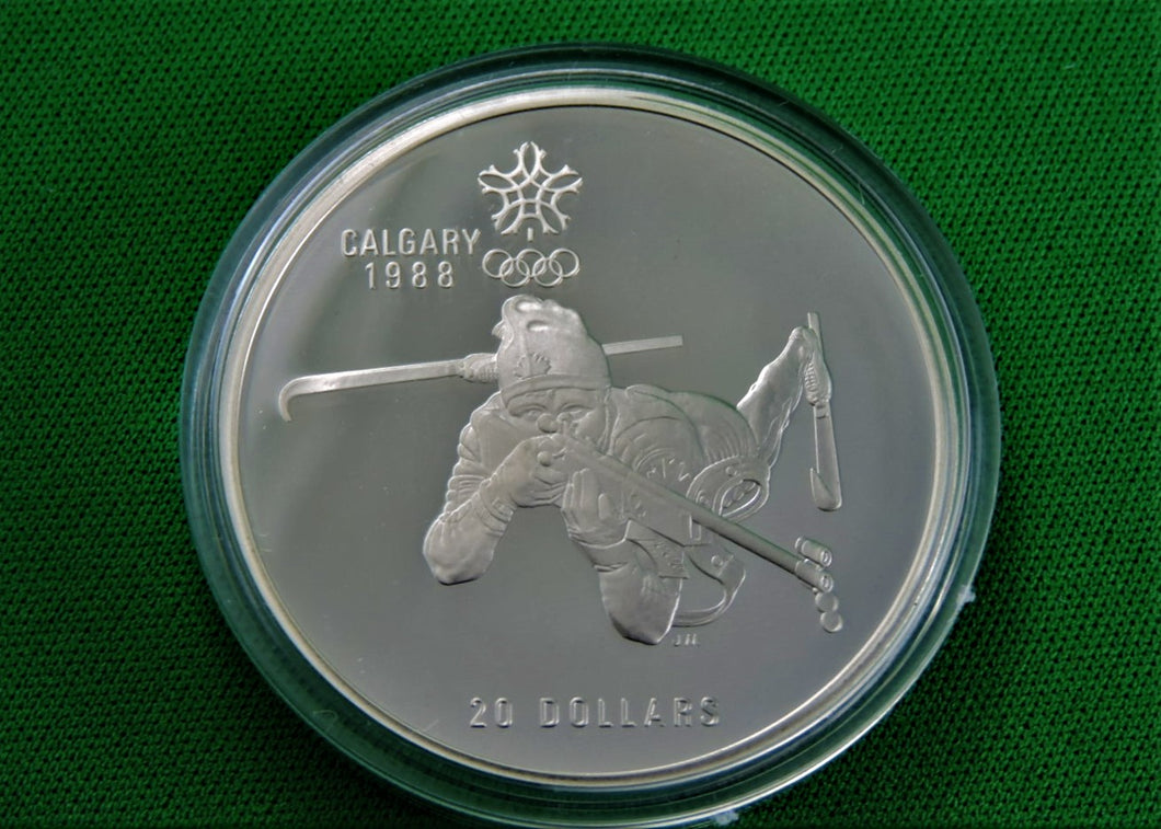 Currency - Silver Coin - $20 - 1986 - RCM - Olympic Winter Games - Coin 4 - Biathlon