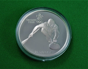 Currency - Silver Coin - $20 - 1987 - RCM - Olympic Winter Games - Coin 8 - Curling