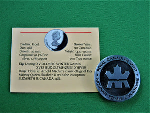 Currency - Silver Coin - $20 - 1985 - Royal Canadian Mint - Olympic Winter Games - Coin 2 - Speed Skating