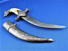 Load image into Gallery viewer, Knife - Custom Made Dagger Knife with Damascus Steel Blade and Sheath