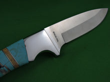 Load image into Gallery viewer, Knife - Hand Forged Turquoise Inlay Fixed Blade Knife
