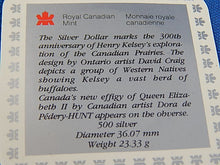 Load image into Gallery viewer, Currency - Canadian Coin - $1 - 1990 - Royal Canadian Mint - 300th Anniversary of Henry Kelsey's Exploration of the Canadian Prairies
