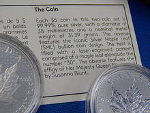Load image into Gallery viewer, Silver Coins - Two Coin Set - $5 - 2018 - 30th Anniversary of the Silver Maple Leaf (SML)
