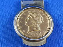 Load image into Gallery viewer, Currency - Money Clip with Liberty Head Token Replica of 1897 Coin
