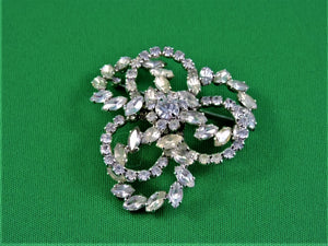 Jewelry - Brooch - Spiral Clear Rhinestones