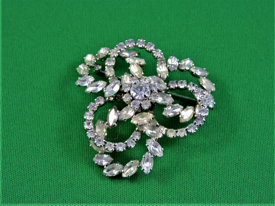 Jewelry - Brooch - Spiral Clear Rhinestones