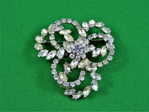 Jewelry - Brooch - Spiral Clear Rhinestones