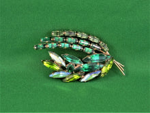 Load image into Gallery viewer, Jewelry - Brooch - Green Leafy Rhinestones
