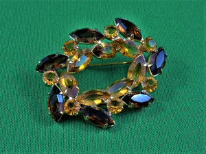 Jewelry - Brooch - Amber Brown Rhinestones