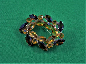 Jewelry - Brooch - Amber Brown Rhinestones