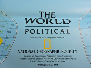 Magazine - National Geographic - Map - The World Physical and The World Political - February 1994