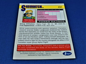 Marvel Collector Cards - 1991 Marvel Universe Series 2 - #31 Sasquatch