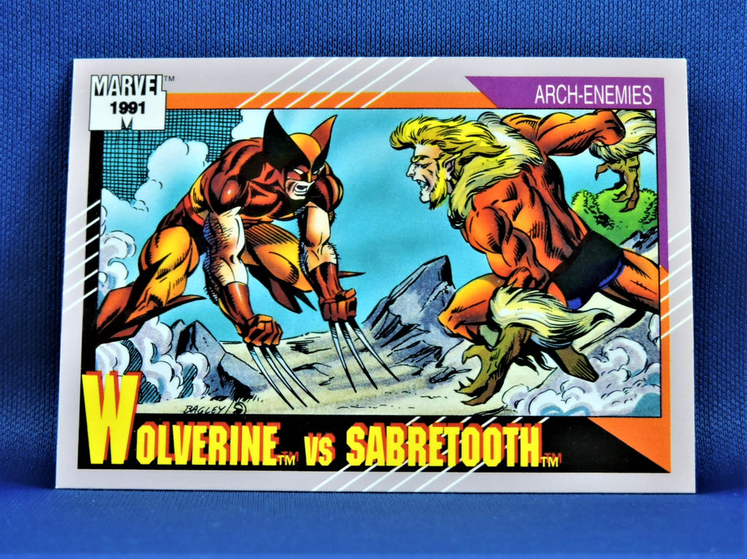 Marvel Collector Cards - 1991 Marvel Universe Series 2 - #93 Wolverine vs Sabretooth