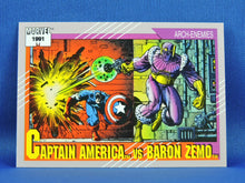 Charger l&#39;image dans la galerie, Marvel Collector Cards - 1991 Marvel Universe Series 2 - #99 Captain America vs Baron Zemo
