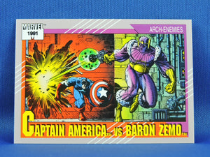 Marvel Collector Cards - 1991 Marvel Universe Series 2 - #99 Captain America vs Baron Zemo