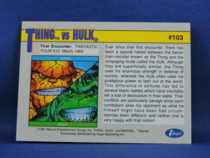 Marvel Collector Cards - 1991 Marvel Universe Series 2 - #103 Thing vs Hulk