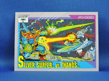 Load image into Gallery viewer, Marvel Collector Cards - 1991 Marvel Universe Series 2 - #113 Silver Surfer vs Thanos
