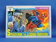 Charger l&#39;image dans la galerie, Marvel Collector Cards - 1991 Marvel Universe Series 2 - #121 Spider-Man vs J. Jonah Jameson
