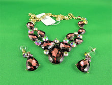 Load image into Gallery viewer, Jewelry - Necklace and Earrings Set - SP - Sophia Collection - Burgundy Tones
