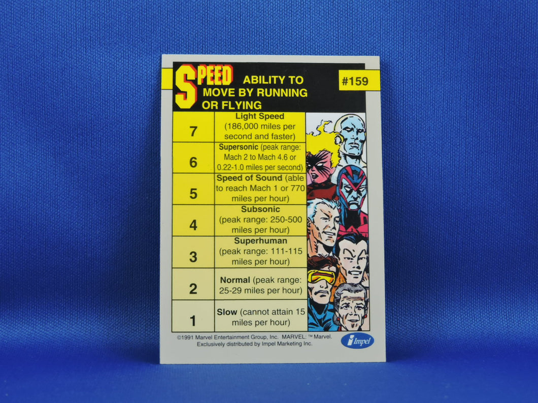 Marvel Collector Cards - 1991 Marvel Universe Series 2 - #159 Power Ratings - Strength and Speed