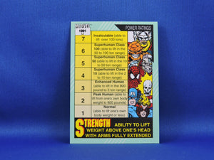 Marvel Collector Cards - 1991 Marvel Universe Series 2 - #159 Power Ratings - Strength and Speed