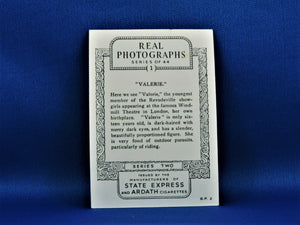 Real Photographs Collector Cards - 1939 - Series Two - #1 "Valerie"