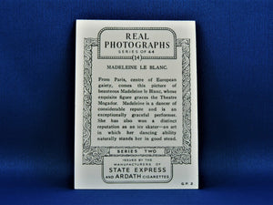 Real Photographs Collector Cards - 1939 - Series Two - #14 Madeleine Le Blanc